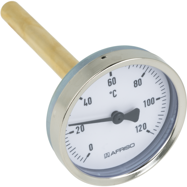 Termometr bimetaliczny BiTh 63, fi63 mm, 0÷120°C, L 100 mm, G1/2", ax, kl. 2