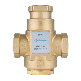 Zawór temperaturowy ATV 334, DN25, Rp1", kvs 9, 50°C