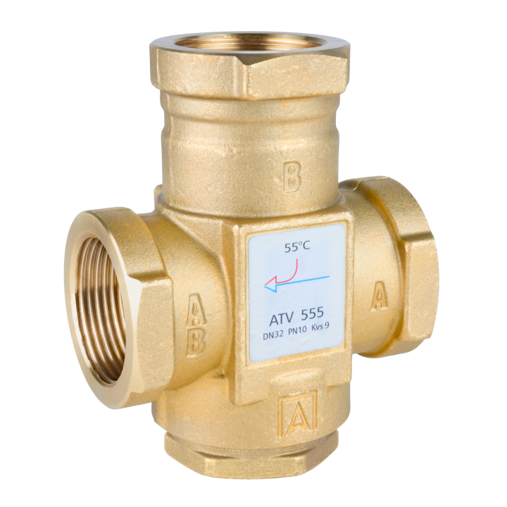 Zawór temperaturowy ATV 555, DN32, Rp1 1/4", kvs 9, 55°C
