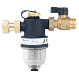 Kompaktowy magnetyczny separator zanieczyszczeń ADS 110, uniwersalne przyłącza G3/4", Kvs 5,2 m3/h, z zaworem odcinającym i złąc