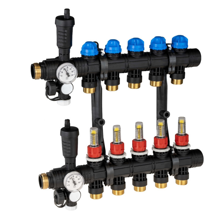 ProCalida EF1 na 5 obiegów grzewczych, rotametry 0,2÷1,6 l/min, G1"