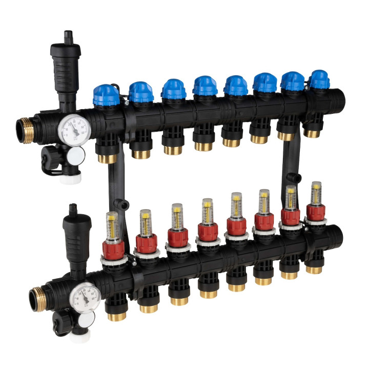 ProCalida EF1 na 8 obiegów grzewczych, rotametry 0,2÷1,6 l/min, G1"