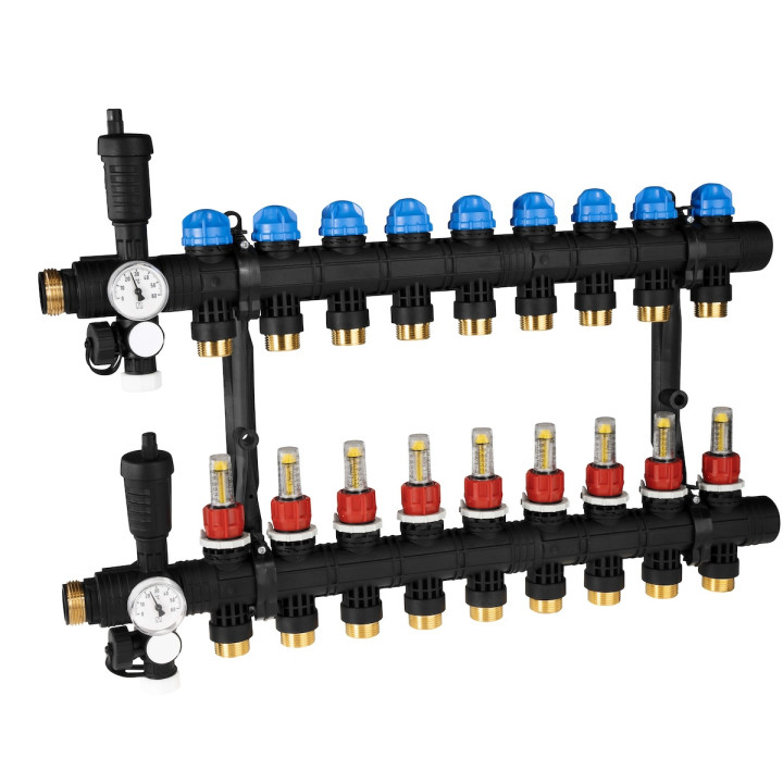 ProCalida EF1 na 9 obiegów grzewczych, rotametry 0,2 ÷ 1,6 l/min, G1"