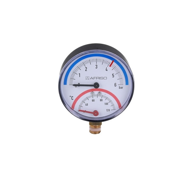Termomanometr TM 80, fi80 mm, 0÷6 bar, 20÷120°C, G1/4", rad, kl. 2,5
