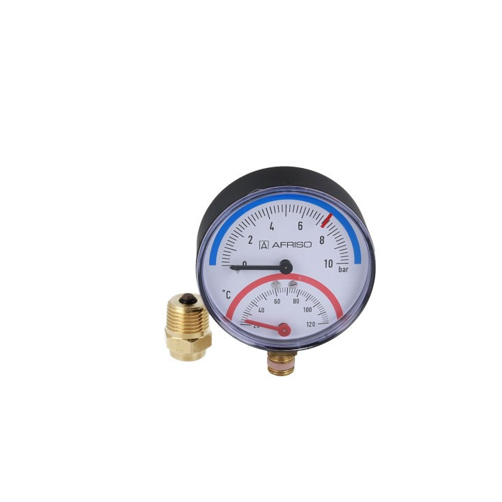 Termomanometr TM 80, fi80 mm, 0÷10 bar, 20÷120°C, G1/4", rad, kl. 2,5