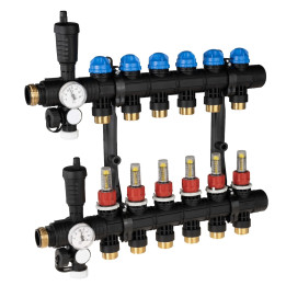 ProCalida EF1 na 6 obiegów grzewczych, rotametry 0,2÷1,6 l/min, G1"