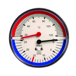 Termohydrometr TH 80, fi80 mm, 0÷60 mH2O, 20÷120°C, G1/4", ax, kl. 2,5