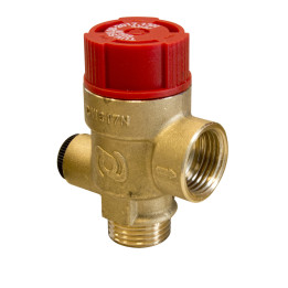 Zawór bezpieczeństwa do c.o. MS z wyjściem na manometr GW G1/4", 1,5 bar, Rp1/2" x Rp3/4"