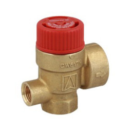 Zawór bezpieczeństwa do c.o. MS z wyjściem na manometr GW G1/4", 3 bar, Rp1/2" x Rp3/4"