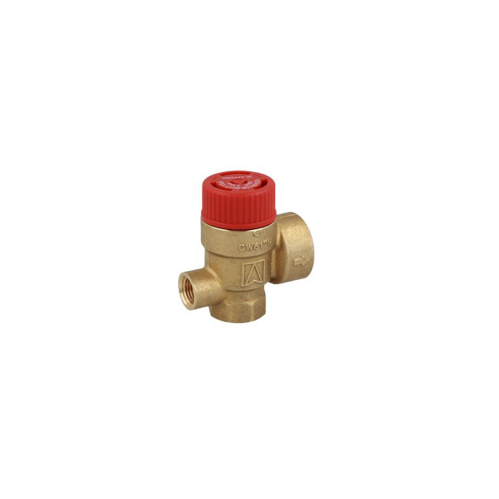 Zawór bezpieczeństwa do c.o. MS z wyjściem na manometr GW G1/4", 3 bar, Rp1/2" x Rp3/4"