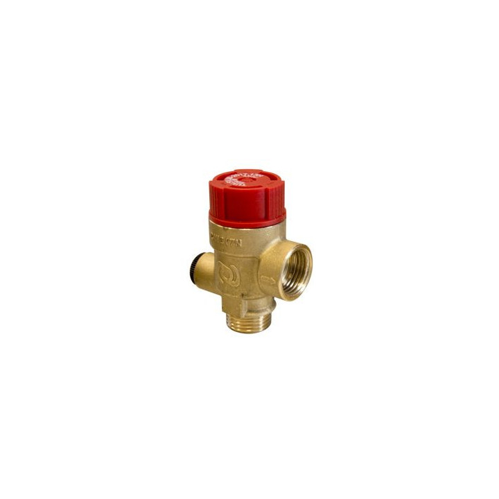 Zawór bezpieczeństwa do c.o. MS z wyjściem na manometr GW G1/4", 2,5 bar, G1/2" x Rp1/2"