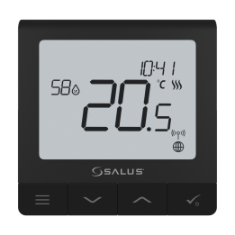 Salus bezprzewodowy, natynkowy regulator temperatury SQ610BRF Quantum, akumulatorowy, czarny