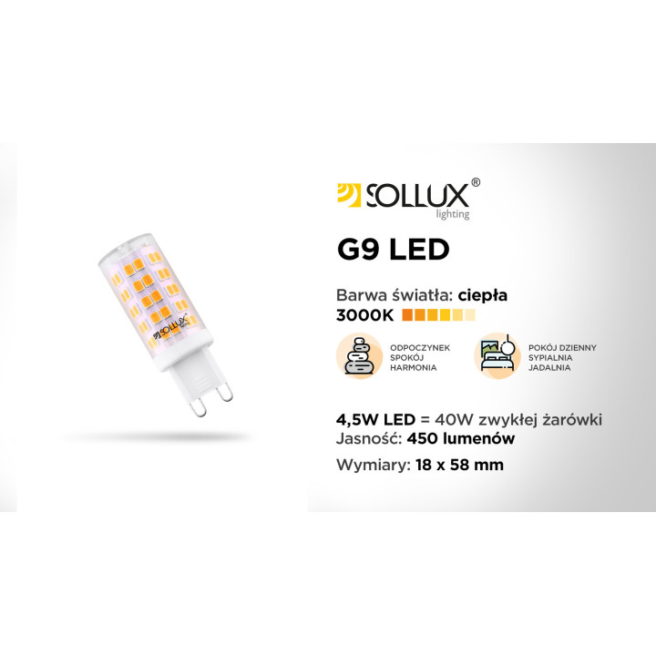 Żarówka LED G9 3000K 4,5W 450lm