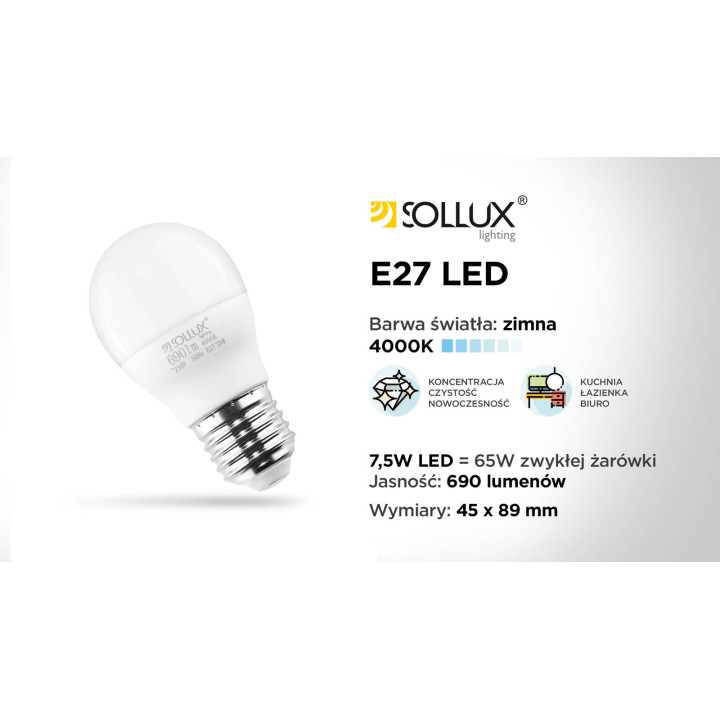 Żarówka LED E27 4000K 7,5W 690lm