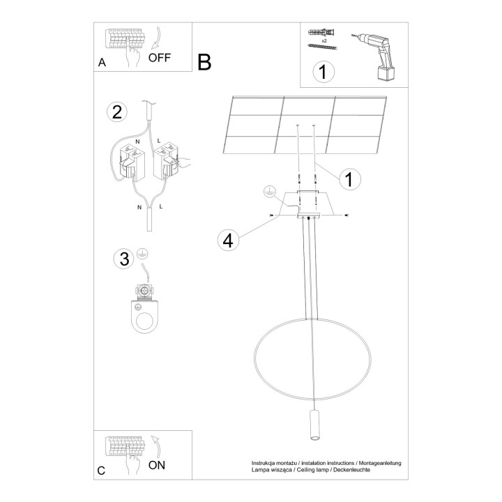 Lampa wisząca HOLAR 1 czarna