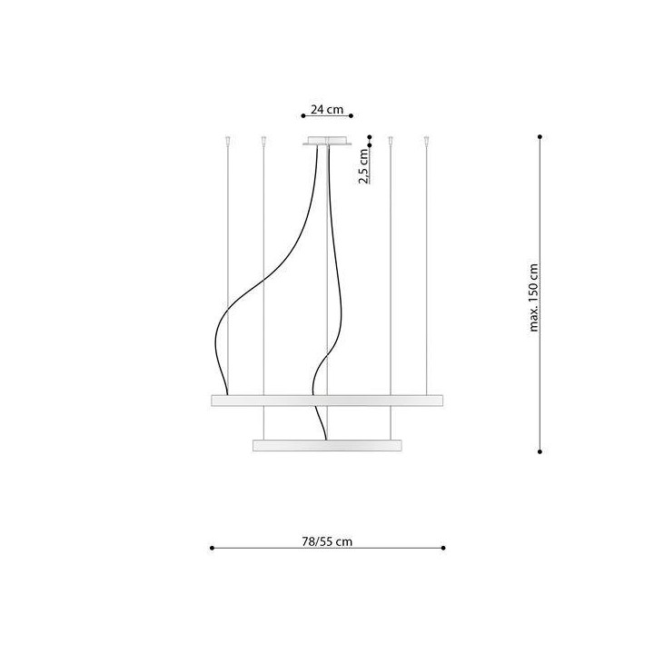 Żyrandol RIO 2 55/78 czarny LED 3000K