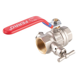 ZAWÓR KULOWY GW-GW Z DŹWIGNIĄ, Z ODPOWIETRZNIKIEM I KORKIEM, 1-2", F-POWER
