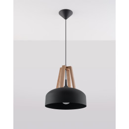 Lampa wisząca CASCO czarna/naturalne drewno