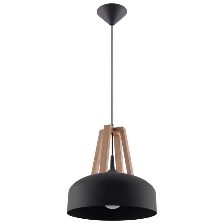 Lampa wisząca CASCO czarna/naturalne drewno