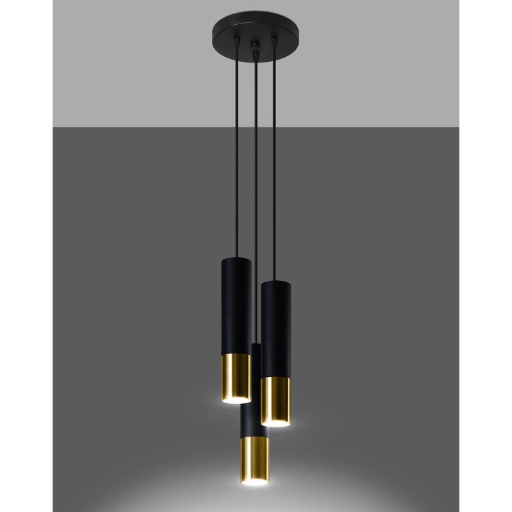 Lampa wisząca LOOPEZ 3P czarny/złoty