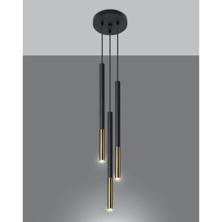 Lampa wisząca MOZAICA 3P czarny/złoto