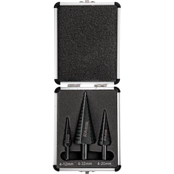 WIERTŁA STOPNIOWE DO METALU 4-32 MM 3 ELEM. ALU. PUDEŁKO
