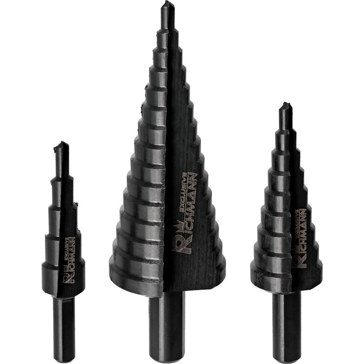 WIERTŁA STOPNIOWE DO METALU 4-32 MM 3 ELEM. ALU. PUDEŁKO