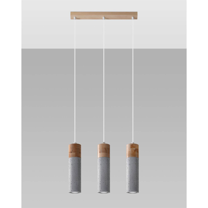 Lampa wisząca ZANE 3 szara