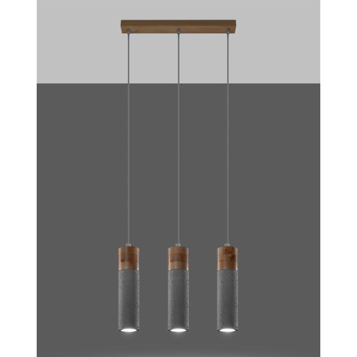Lampa wisząca ZANE 3 szara