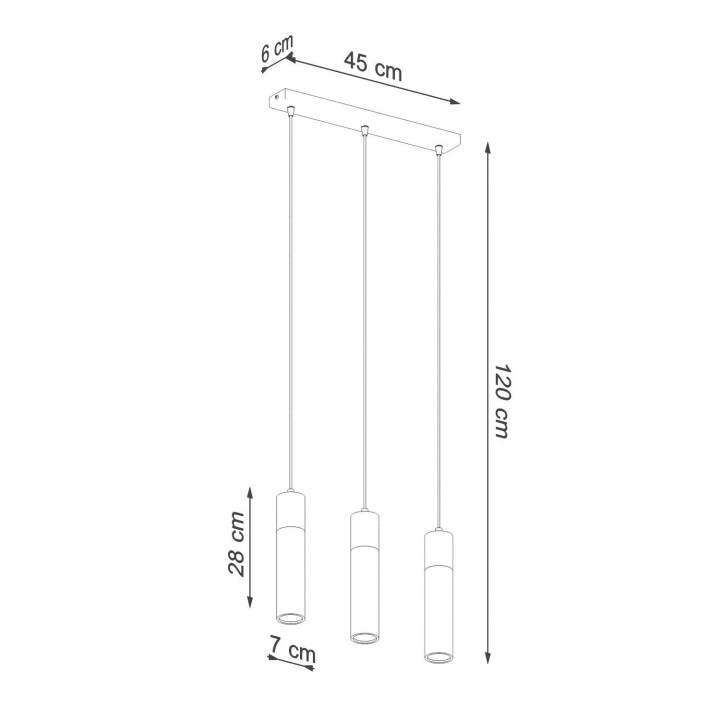 Lampa wisząca ZANE 3 szara