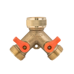 Trójnik GW3/4" x 2 GZ3/4" z zaworami kulowymi - MOSIĄDZ