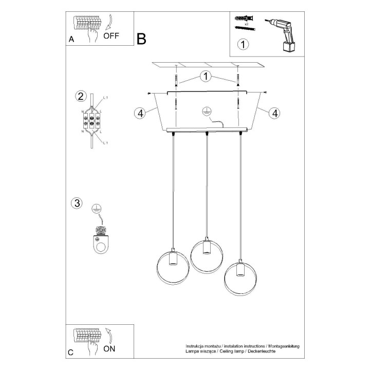 Lampa wisząca TITRAN 3 biała