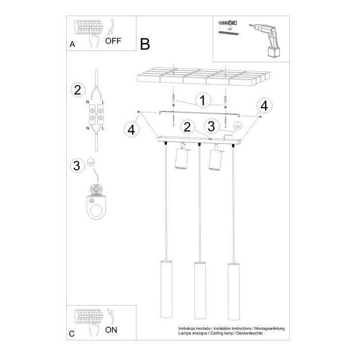 Lampa wisząca RING 3 czarny