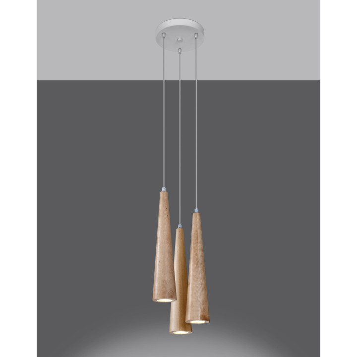 Lampa wisząca SULA 3P naturalne drewno