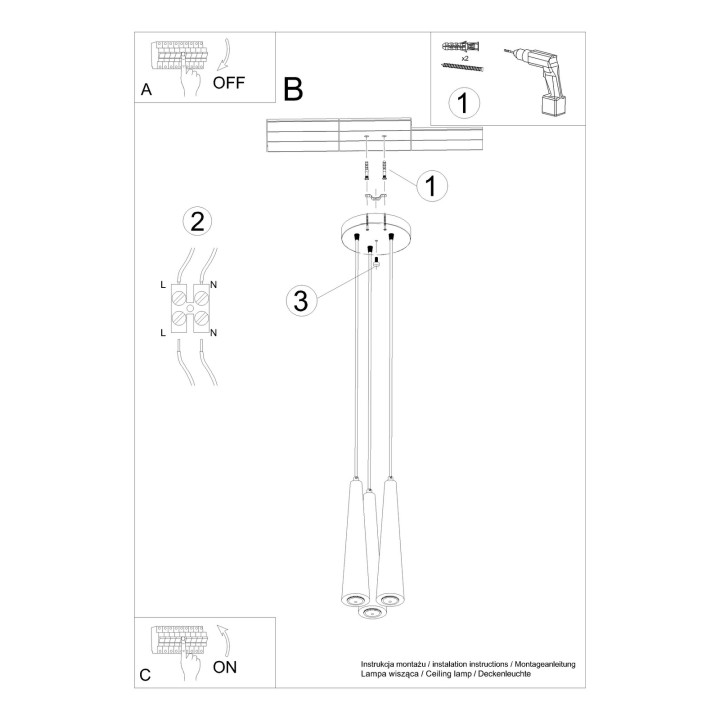 Lampa wisząca SULA 3P naturalne drewno