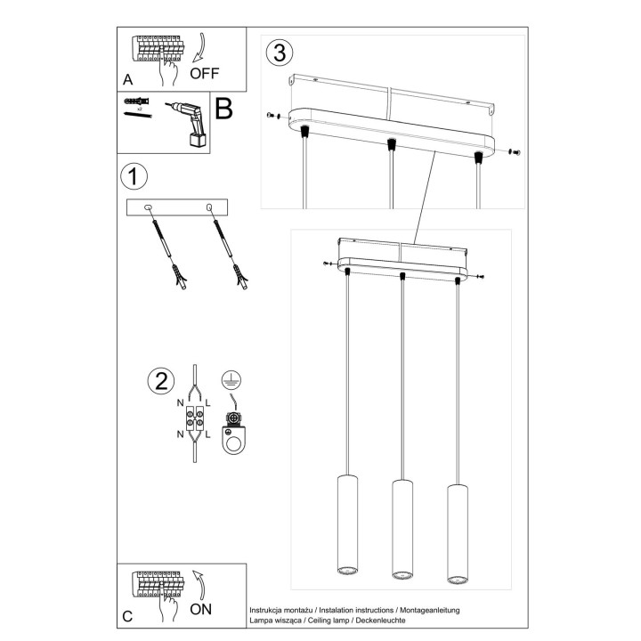 Lampa wisząca LUVO 3L