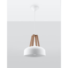 Lampa wisząca CASCO biała/naturalne drewno