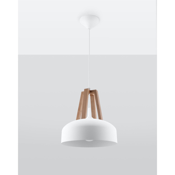 Lampa wisząca CASCO biała/naturalne drewno