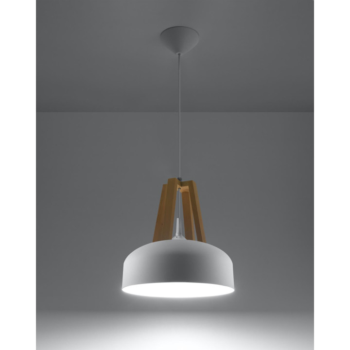 Lampa wisząca CASCO biała/naturalne drewno