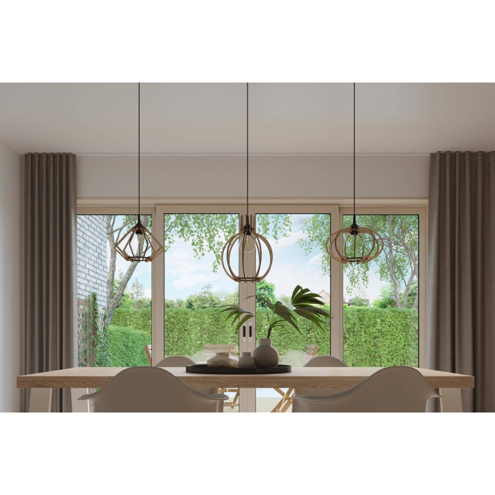 Lampa wisząca POMPELMO naturalne drewno