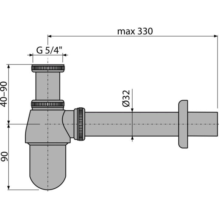 PÓŁSYFON UMYWALKOWY DN32 Z NAKRĘTKĄ 5/4