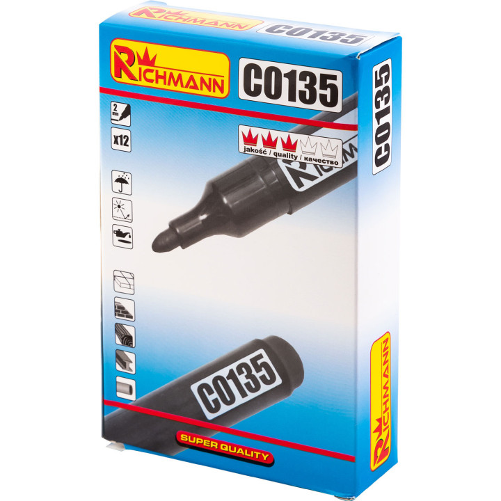 Marker budowlany gruby czarny permanentny 2 mm RICHMANN C0135
