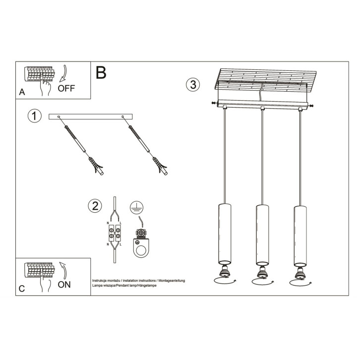 Lampa wisząca LAGOS 3L biały