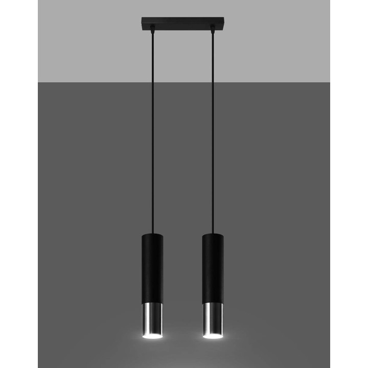 Lampa wisząca LOOPEZ 2 czarny/chrom