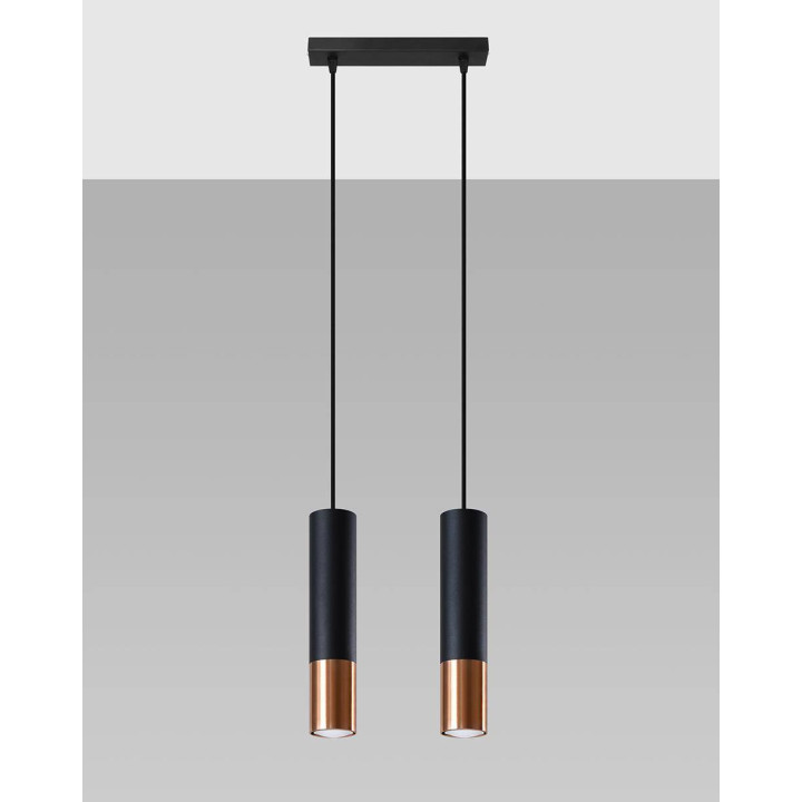 Lampa wisząca LOOPEZ 2 czarny/miedź