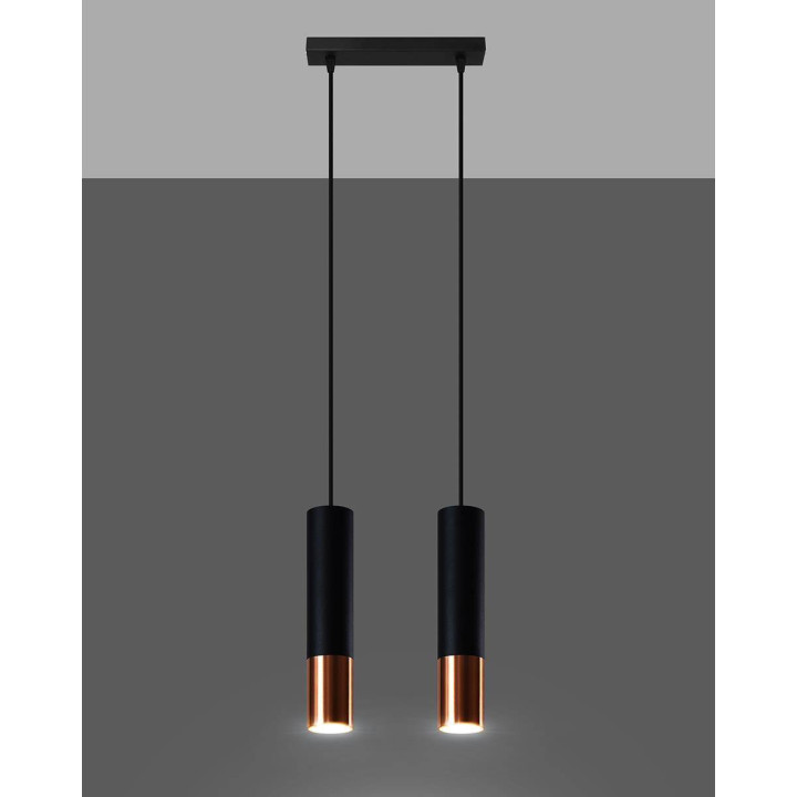 Lampa wisząca LOOPEZ 2 czarny/miedź