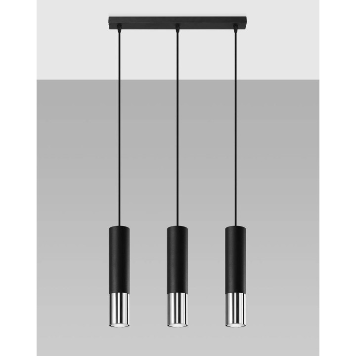 Lampa wisząca LOOPEZ 3L czarny/chrom