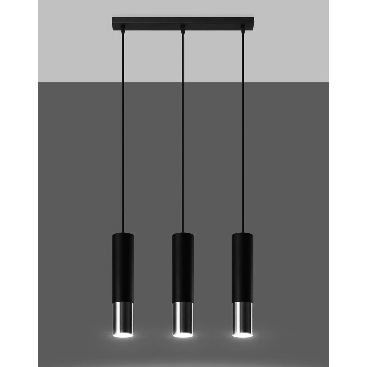 Lampa wisząca LOOPEZ 3L czarny/chrom
