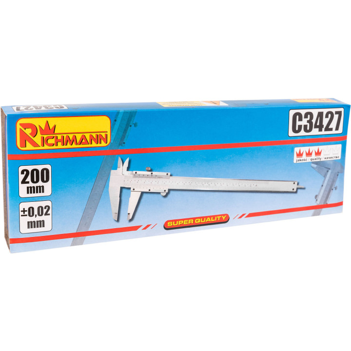 Suwmiarka noniuszowa analogowa 200 mm 0,02 mm INOX Richmann