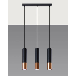 Lampa wisząca LOOPEZ 3L czarny/miedź